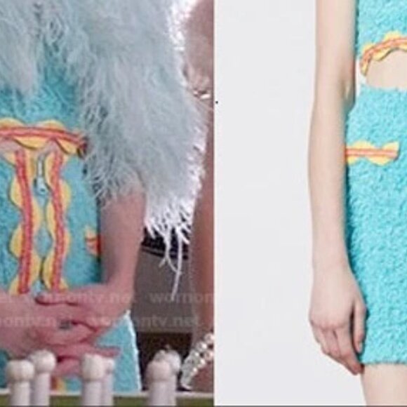 Moschino Couture 2014 RUNWAY COLLECTION AQUA FRENCH TERRY RIC RAC SKIRT ONLY 6 - Picture 5 of 12